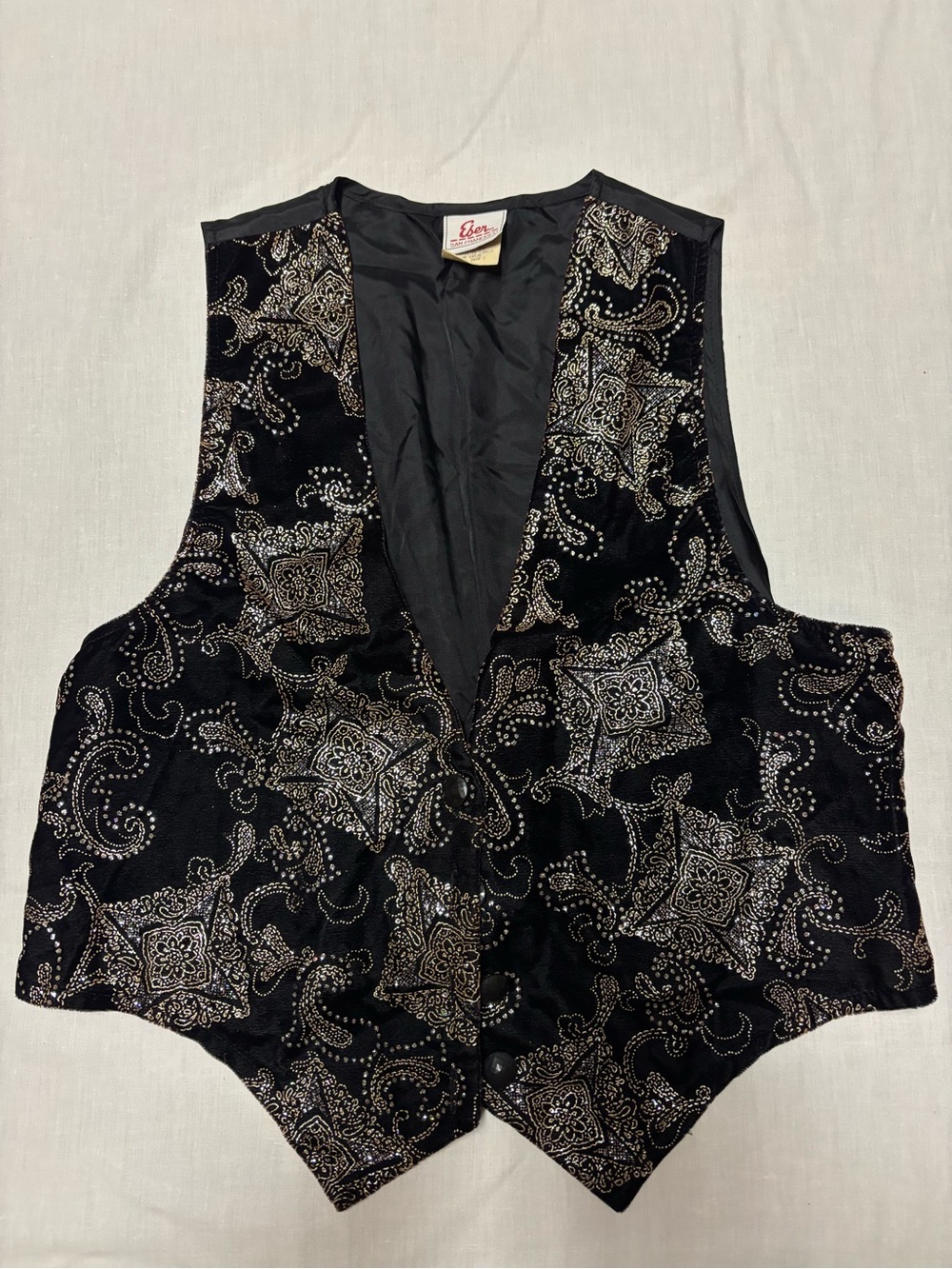 Black Paisley Velvet Embroidered Vest
